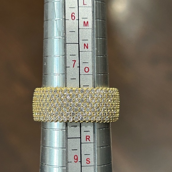 925 Sterling Silver Eternity Ring 7 Row Cubic Zirconia Micro-Pave - Picture 5 of 8